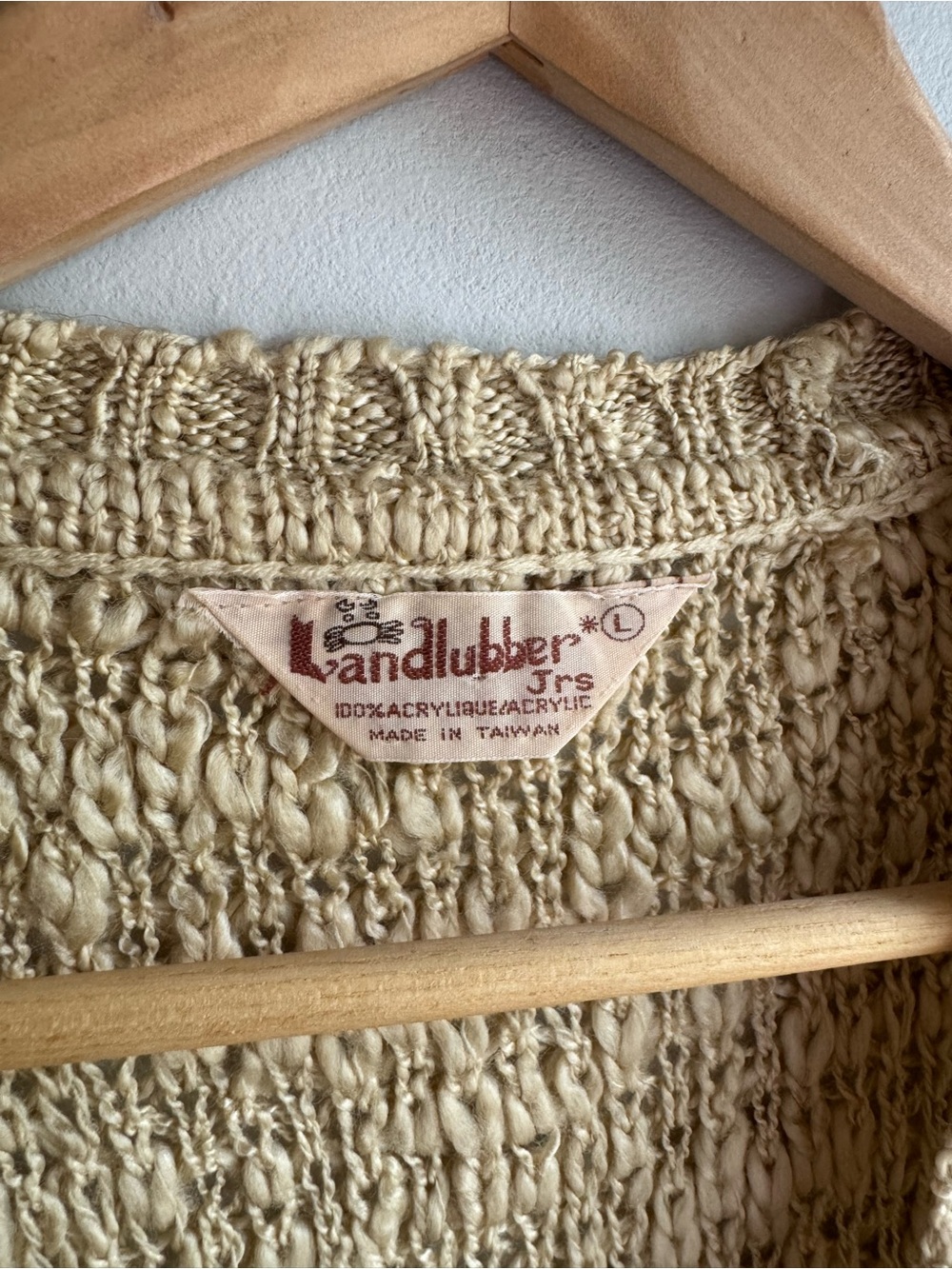 Vintage Landlubbers Textured Open Knit Sweater Vest Sz Small Tan Beige Boho EUC - Picture 6 of 8